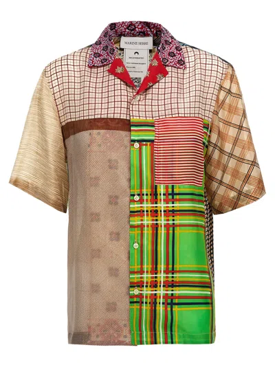 MARINE SERRE REGENERATED SILK SCARVES BOWLING SHIRT