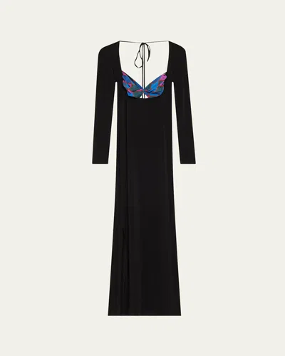 Marine Serre Regenerated Silk Scarves Open-back Long Fitted Dress