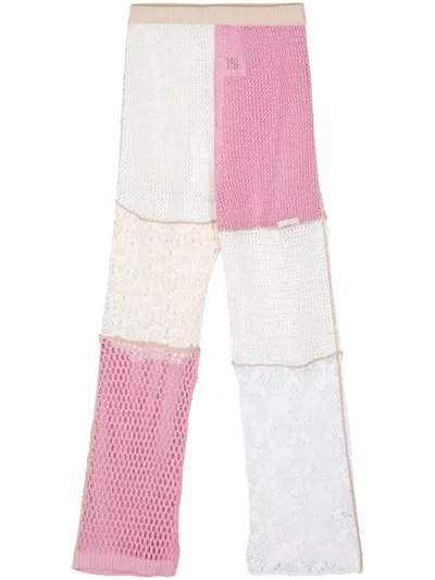 Marine Serre Regenerated Straight-leg Crochet Trousers In White
