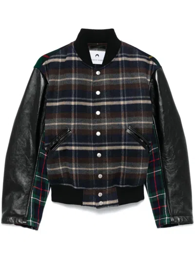 Marine Serre Regenerated Tartan Bomber Jacket In Blue