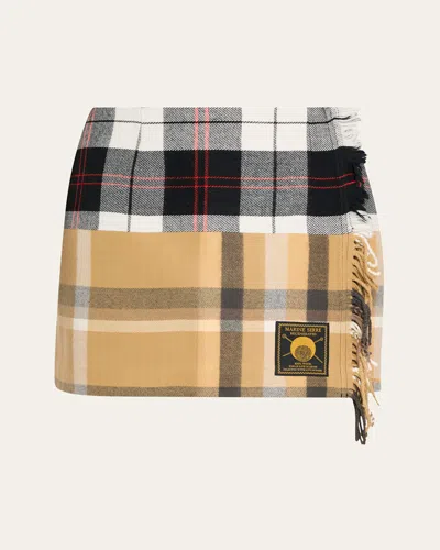 Marine Serre Regenerated Tartan Scarves Mini Skirt In Multicolor