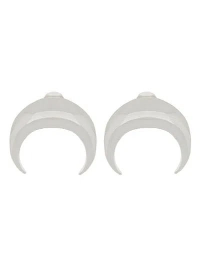 Marine Serre Regular Brass Moon Mini Earrings In Silver