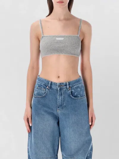 Marine Serre Retro Ribbed Jersey Bra Top In Gray
