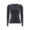 Marine Serre Black Recycled Moon Strass Jersey Second Skin Crewneck T-shirt In Red