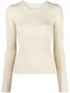 Marine Serre Perforated Ribbed-knit Top In Neutrals