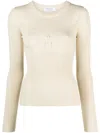 Marine Serre Perforated Ribbed-knit Top In Neutral