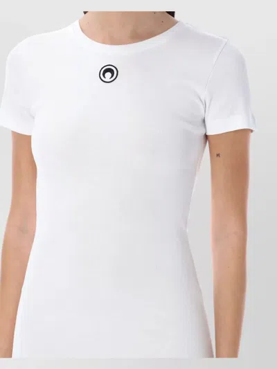 Marine Serre Rib T-shirt Dress Logo Moon In White