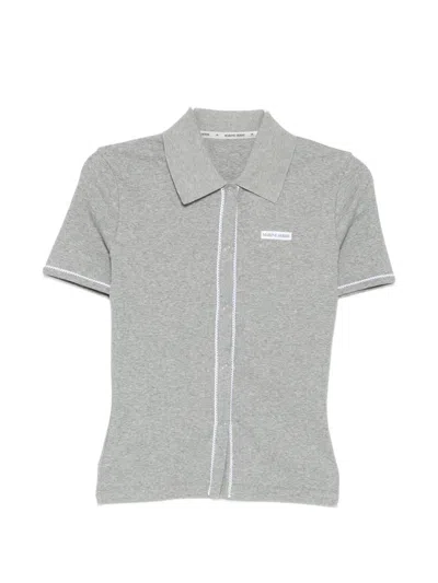 Marine Serre Ribbeb Jersey Polo Shirt In Gray