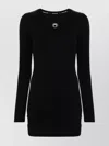 Marine Serre Fitted Black Mini Dress With Long Sleeves And Round Neckline