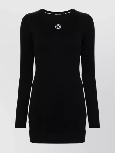 MARINE SERRE RIBBED COTTON DRESS WITH CRESCENT MOON EMBROIDERY