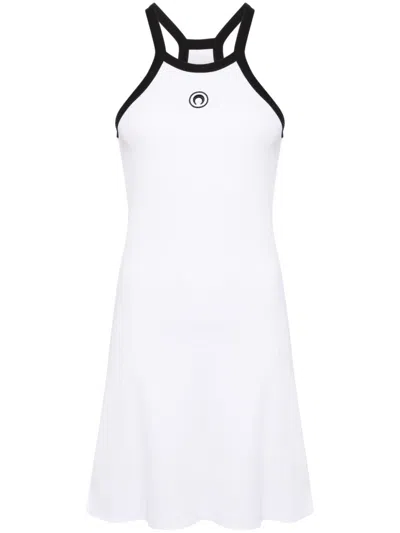 Marine Serre Crescent Moon-embroidered Mini Dress In White