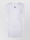 Marine Serre Ribbed Jersey Mini Dress With Long Sleeves In White