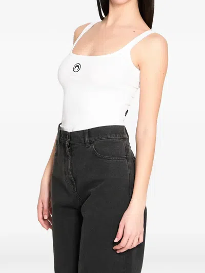 Marine Serre Ribbed Logo Tank Top In White
