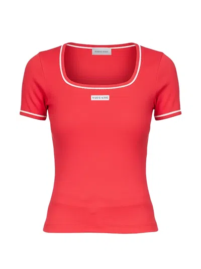 Marine Serre Ribbed Square-neck T-shirt In Red