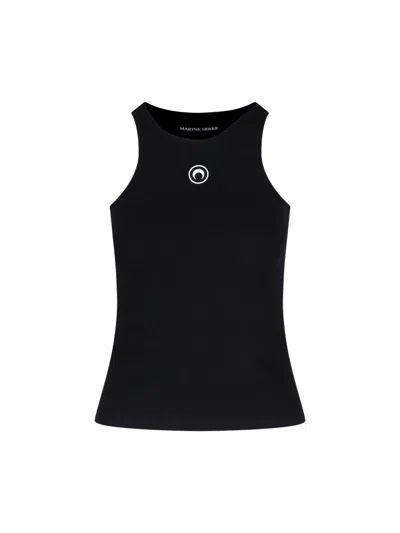 Marine Serre Ribbed Tank Top Moon In Black