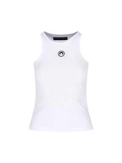 Marine Serre Ribbed Tank Top Moon In White