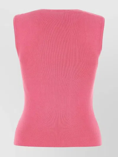 Marine Serre Ribbed Texture Sleeveless Top In Pink