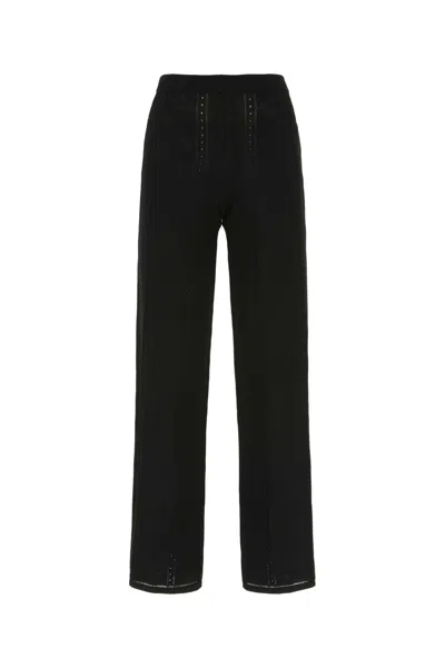 Marine Serre Ribbed Viscose Nylon Trousers In Black