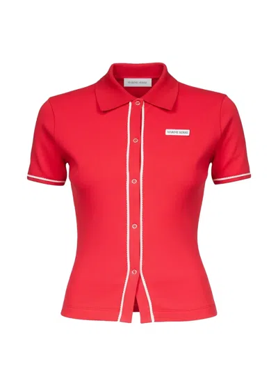 Marine Serre Ribbed-trim Shirt In Red
