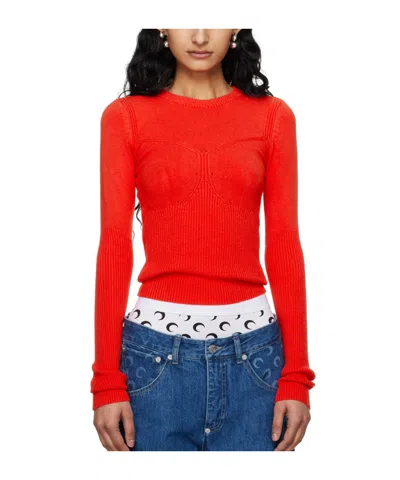 Marine Serre Red Rib Sweater In Rd10 Red