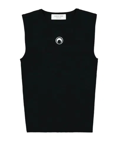 Marine Serre Round Collar Logo Vest In Black