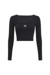 Marine Serre Round-neck Long-sleeve T-shirt In Black