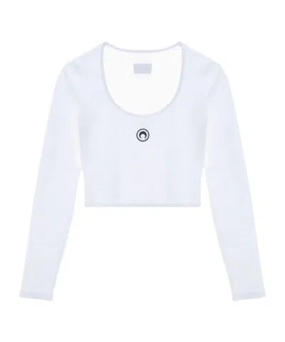 MARINE SERRE ROUND-NECK LONG-SLEEVED FITTED SHORT-SLEEVED T-SHIRT