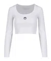 Marine Serre Round-neck Long-sleeved Fitted Short-sleeved T-shirt In White