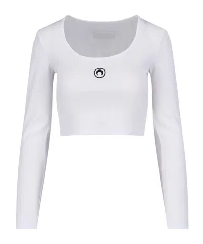 MARINE SERRE ROUND-NECK LONG-SLEEVED FITTED SHORT-SLEEVED T-SHIRT