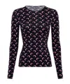 Marine Serre Moon Printed Jersey Long Sleeve Crewneck Top In Black