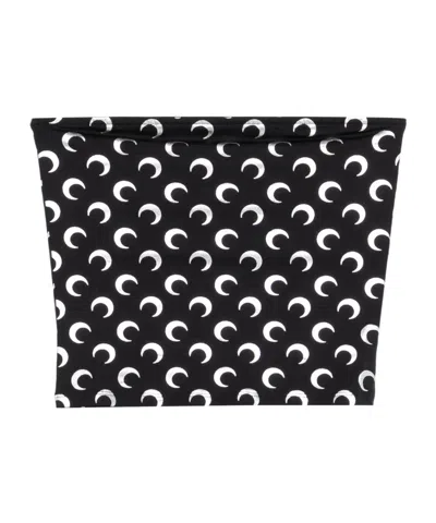 Marine Serre Round Neck Printed Top In Black