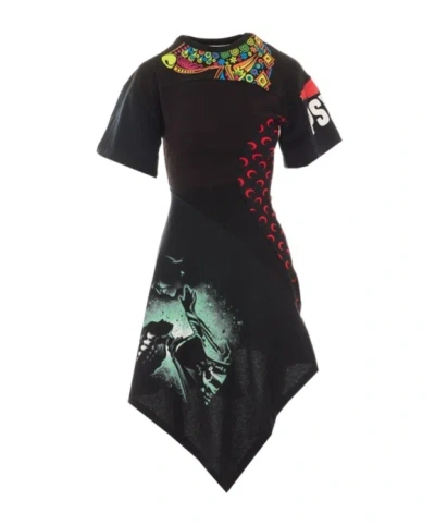 Marine Serre Round Neck Short Sleeve Dress In Black