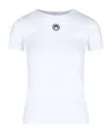 Marine Serre Fitted Short-sleeve Organic Cotton T-shirt With Embroidered Detail In White