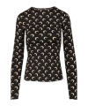 Marine Serre Moon Printed Jersey Ls Crewneck Top Tops Black In Black