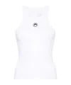 Marine Serre Moon Logo Ribbed Jersey Tabk Top Woman White In White
