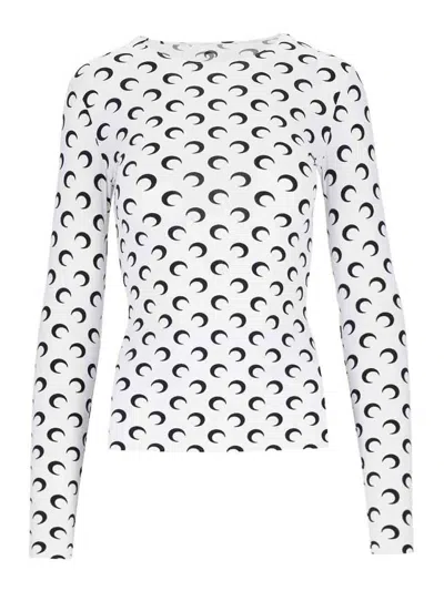 Marine Serre Moon Round Neckline Top In White