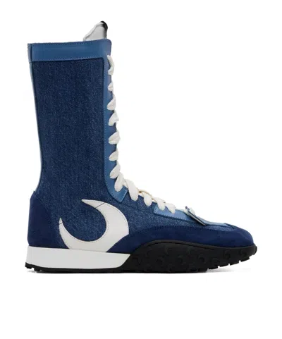 Marine Serre Round Toe High Top Sneakers In Blue