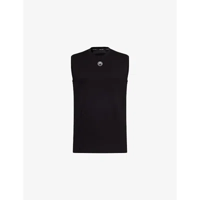 Marine Serre S Black Moon Logo-embroidered Cotton-jersey Tank Top