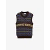 Marine Serre S Graphic-intarsia V-neck Knitted Vest Deep Brown In Deep Brown