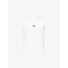 Marine Serre S White Logo-embroidered Ribbed Stretch-cotton Top Xl