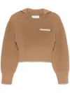 Marine Serre Half Cardigan Knit Sailor Sweater In Brown