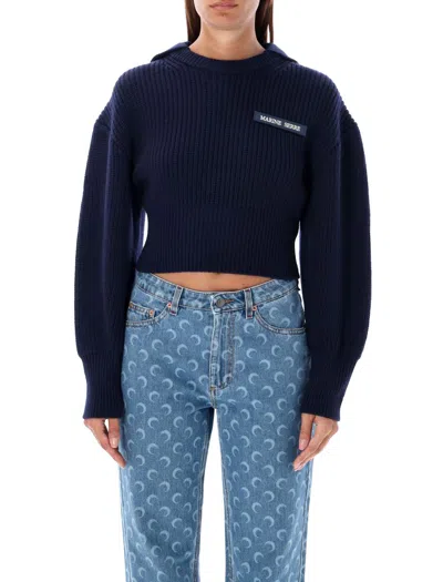 Marine Serre Sailor-collar Sweater In Navy