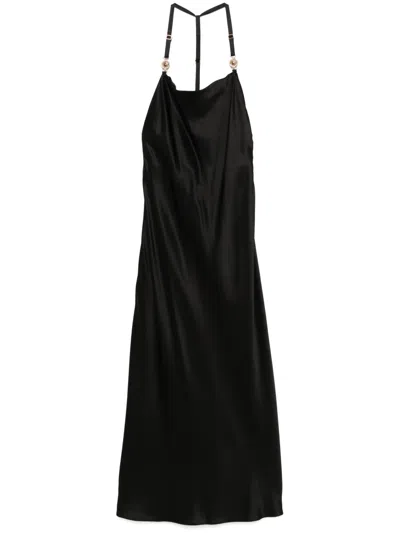 Marine Serre Camisole-kleid Aus Satin In Schwarz