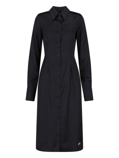 Marine Serre Satin Midi Dress In Black