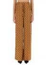 Marine Serre Wide-leg Trousers With Elastic Waistband In Brown