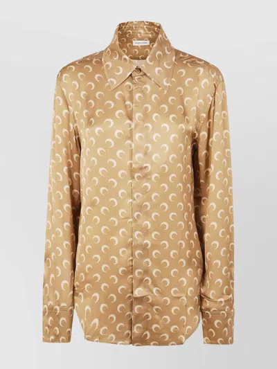 MARINE SERRE SATIN SHIRT WITH MOON PRINT BUTTONS