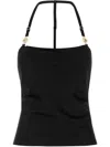 Marine Serre Halterneck Top Satin Gold-tone Hardware In Black