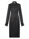 Marine Serre Satin Wrapped Shirt Midi Dress In Black