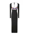 Marine Serre Long Sleeve Viscose Dress With Contrast Bra In Black