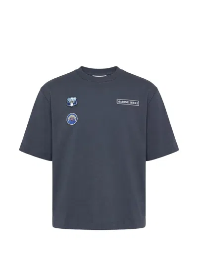 Marine Serre Scout Patches Crew-neck T-shirt In Blue